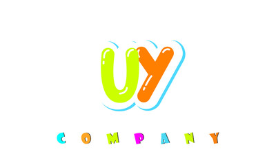 letters UY creative logo for Kids toy store, school, company, agency. stylish colorful alphabet logo vector template