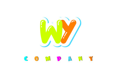 letters WY creative logo for Kids toy store, school, company, agency. stylish colorful alphabet logo vector template