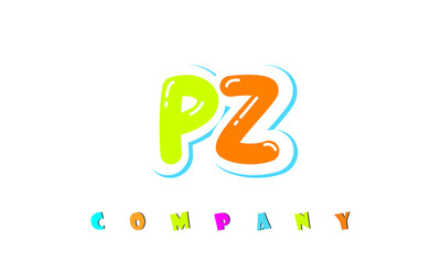letters PZ creative logo for Kids toy store, school, company, agency. stylish colorful alphabet logo vector template