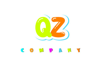 letters QZ creative logo for Kids toy store, school, company, agency. stylish colorful alphabet logo vector template