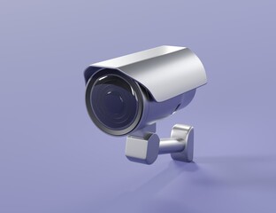 Realistic camera icon on light blue isolated background security theme illustration 3d render