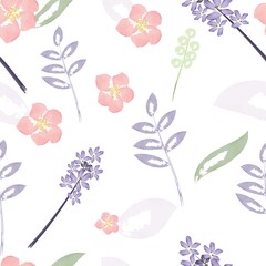 seamless pattern with watercolour flowers