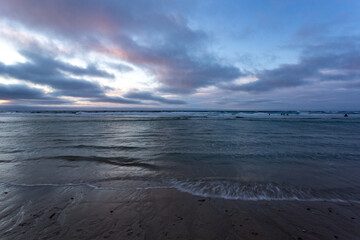 Dramatic stormy sunset on the ocean