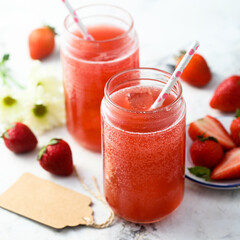 Traditional homemade strawberry lemonade
