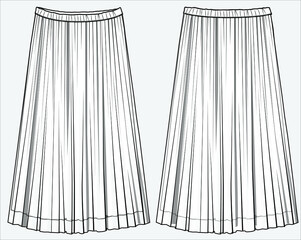 ELASTICATED WAISTBAND SKIRTS FOR WOMEN AND TEEN GIRLS IN EDITABLE VECTOR FILE