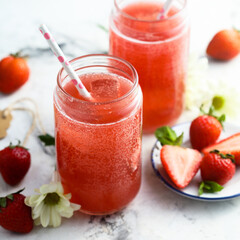 Traditional homemade strawberry lemonade
