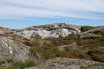 Fototapeta na wymiar Rocky landscape with cloudy sky Shot in Sweden, Europe.