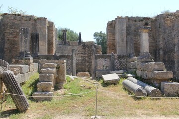 Ancient excavations in Olympia in Peloponnese, Greece