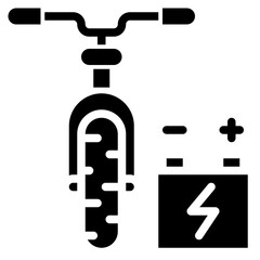 ELECTRIC BICYCLE glyph icon,linear,outline,graphic,illustration