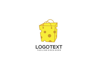 Cheese Shopping Bag logo brand design [vector]