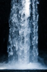 Frozen Abiqua waterfall in winter, Oregon, vertical