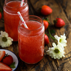 Traditional homemade strawberry lemonade