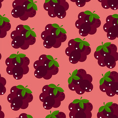 Cute summer flat pattern with fruits. Blackberry. Great food background for your design. Vegan, vegetarian, healthy food, diet concept.