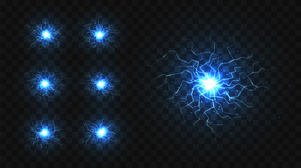 Fototapeta na wymiar Electric balls and lightning strikes. Lightning flash light thunder spark effect.