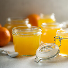 Traditional homemade orange jelly, canned