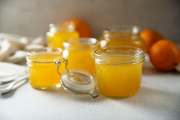 Traditional homemade orange jelly, canned