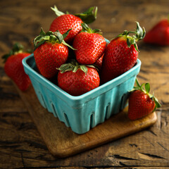 Fresh ripe strawberry in the box
