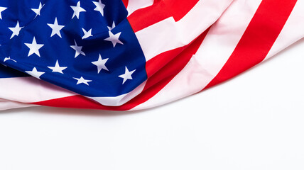 American flag on white background for Memorial Day, 4th of July, Labour Day