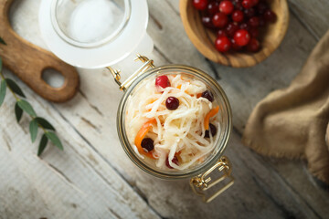 Traditional homemade sauerkraut with cranberry