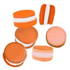 Washable wall murals Macarons Orange macarons close to one another