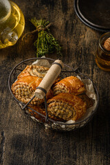 walnut cookies on a dark background