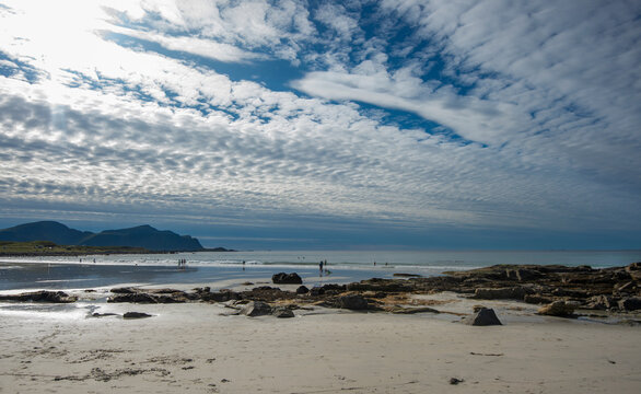 Brunstranda  beach in flakstad island, lofoten

