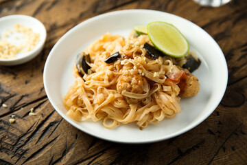 Traditional homemade Pad Thai noodles