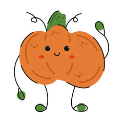 Pumpkin for Halloween. Cute pumpkin character smiles and says hello. Great for stickers, t-shirt prints, decorative embellishments.