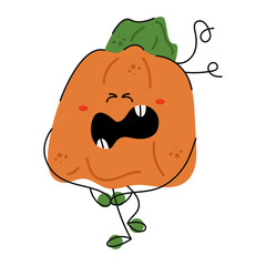 Pumpkin for Halloween. Cute pumpkin character is scared and almost crying. Great for stickers, t-shirt prints, decorative embellishments.
