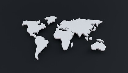 world map on dark background 3d image 3D Rendering Image
