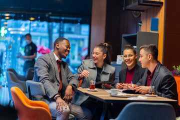 Having a conversation about the business while laughing