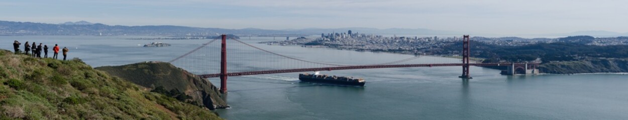 Container ship under the Golden Gate Bridge