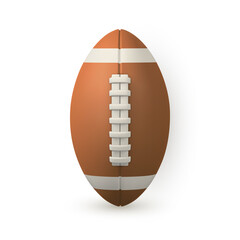 American football ball on white background. 3d realistic rugby ball. Vector illustration