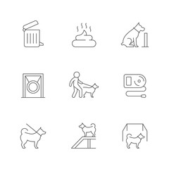 Set line icons of dog walking