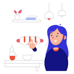 woman having lunch on her break at the office