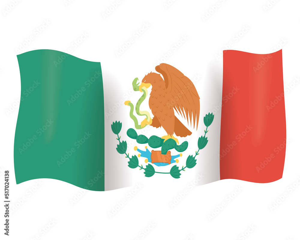 Sticker mexican flag waving