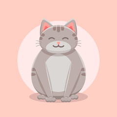 Cute smiling plump gray cat