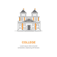 Obraz na płótnie Canvas college vector template, school building, vector, eps, world book day, celebration education, education, back to school, ready to school, school backpack, student, class, university, academy, elements
