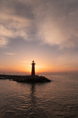 등대,일출,하늘,바다, 붉은,파랑,