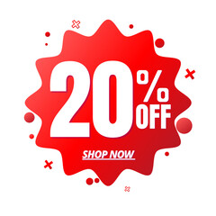 20% off, red online super discount sticker in Vector illustration, with various abstract sale details, Twenty 