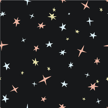 Colorful hand drawn stars seamless pattern vector illustration