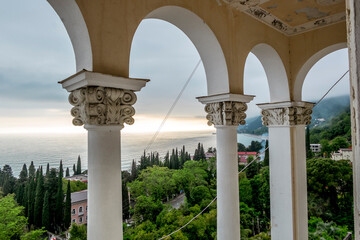  View of Gagra from the rooms of the abandoned building of the USSR sanatorium 