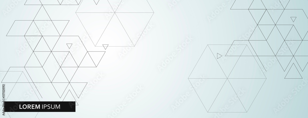 Poster Triangles graphic geometry illustration. Vector banner design. Business computer background. Hexagons art