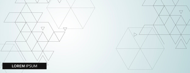 Triangles graphic geometry illustration. Vector banner design. Business computer background. Hexagons art