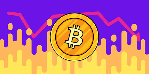 Bitcoin Crypto Market Crash Flat Design Illustration