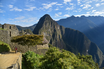 Fototapeta na wymiar The old ruins of Machu Picchu in the Sacred Valley of Urubamba in Peru