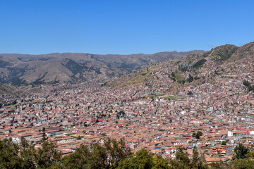 The view over the city of Cuzco in Peru