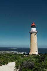 Fototapeta na wymiar Cape Du Couedic Lighthouse located on Kangaroo Island with peaceful ocean view 