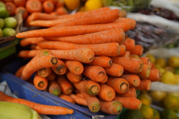 Pile of carrots in the market