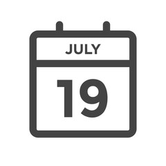 July 19 Calendar Day or Calender Date for Deadlines or Appointment